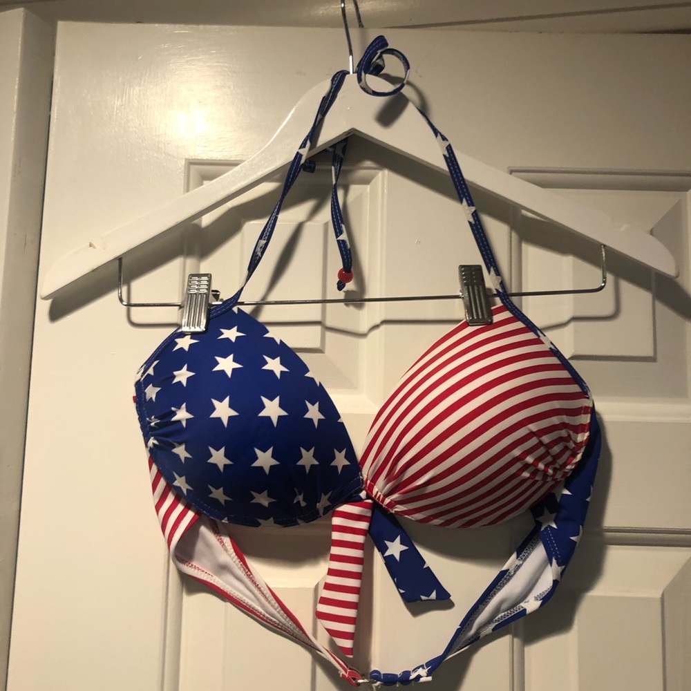 Bikini Top size Large. Red, White and Blue.